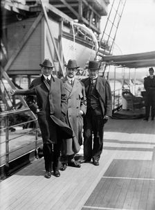 William Gibbs McAdoo, David Franklin Houston, Albert Sidney Burleson, Target Practice, 1913. Creator: Harris & Ewing