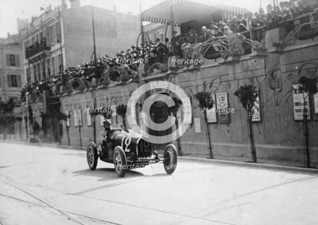 William Grover-Williams in a Bugatti 35B, in the Monaco Grand Prix, 1929. Artist: Unknown