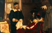 William Harvey demonstrating his theory of circulation of blood before Charles I, c1620s, 1910s. Creator: Ernest Board