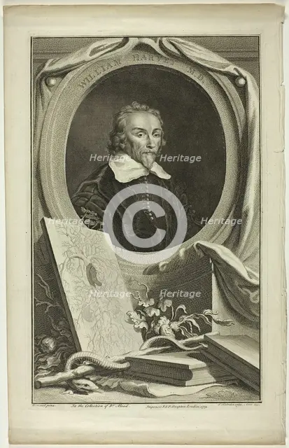 William Harvey, M.D., 1739. Creator: Jacobus Houbraken.