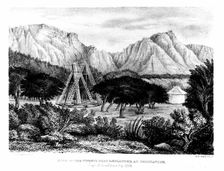 William Herschel's 20ft telescope erected at Feldhausen, Cape of Good Hope, 1834-1838 (1847). Artist: G H Ford