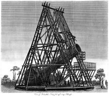William Herschel's reflecting telescope with focal length of 40 feet, Slough, England, 1809
