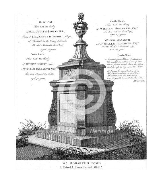 William Hogarth's tomb, c1793. Creator: Unknown.