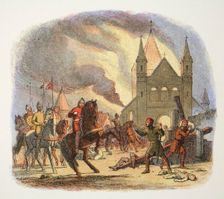 William I receiving a fatal injury at Mantes, France, 1087 (1864). Creator: James William Edmund Doyle