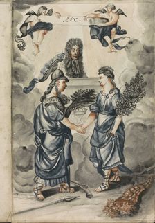 William III oversees the covenant between Wisdom and Peace, 1696. Creator: Hendrick van Beaumont