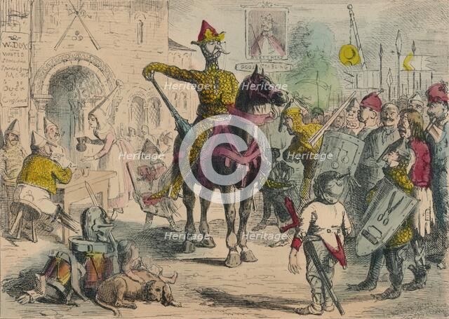 William inspecting the Volunteers previous to the Invasion of England, 1850. Artist: John Leech