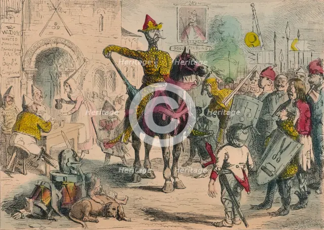 William inspecting the Volunteers previous to the Invasion of England, 1850. Artist: John Leech