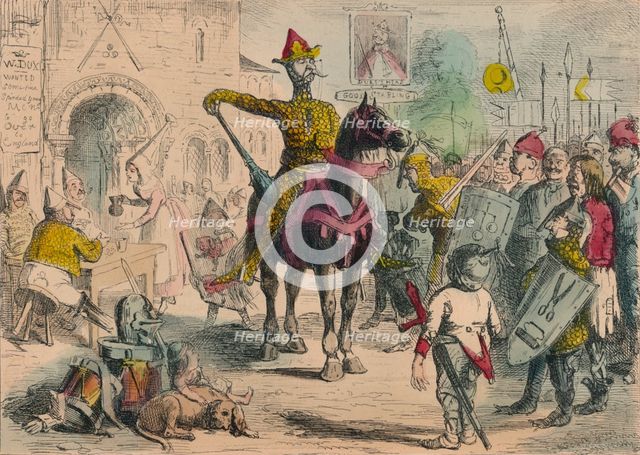William inspecting the Volunteers previous to the Invasion of England, 1850. Artist: John Leech