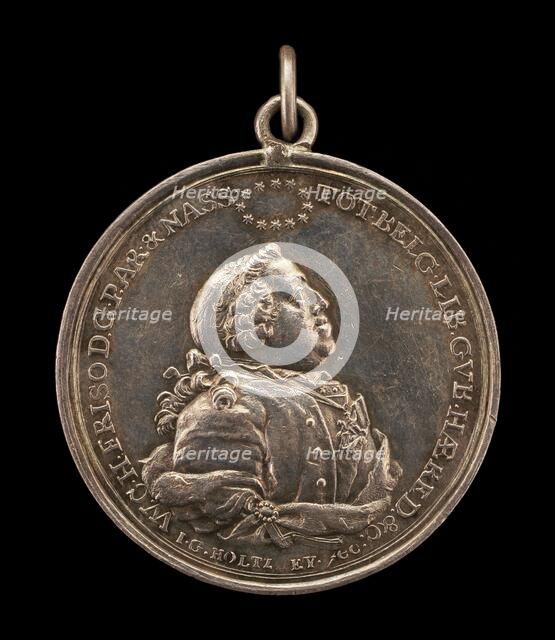 William IV Charles Henry Friso, 1711-1751, Stadholder of United Netherlands [obverse], 1751. Creator: Johann Georg Holtzhey.