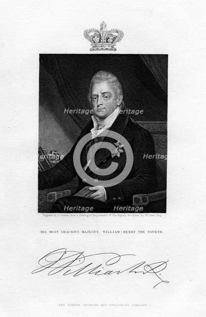 William IV, King of the United Kingdom, 19th century.Artist: J Cochran