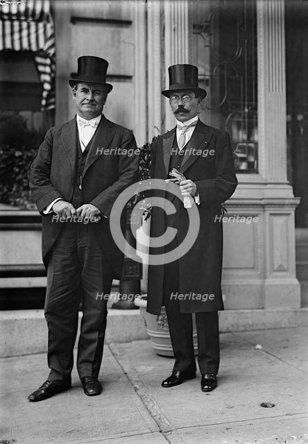 William Jennings Bryan, Rep. from Nebraska, with Min. Roberto Brenes Mesén from Costa Rica, 1914.  Creator: Harris & Ewing.