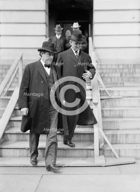 William Jennings Bryan, Rep. from Nebraska, with Cone Johnson, Solicitor, State Department, 1914. Creator: Harris & Ewing.