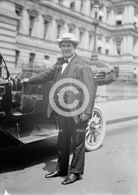 William Jennings Bryan, Rep. from Nebraska, Secretary of State, Standing Beside Auto, 1913 Creator: Harris & Ewing.
