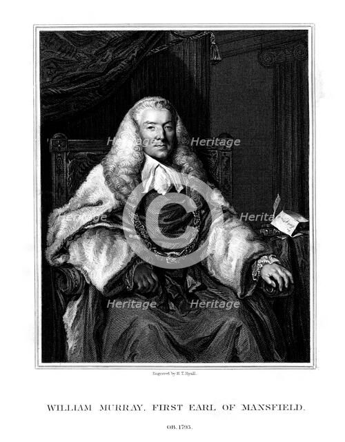 William Murray, 1st Earl of Mansfield, Scottish jurist, (1832).Artist: Henry Thomas Ryall