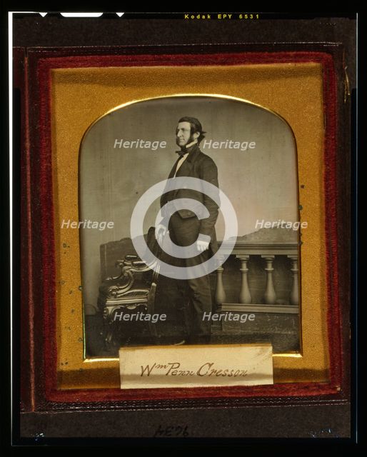 William Penn Cresson, full-length portrait, standing, facing left..., between 1847 and 1850. Creator: John Jabez Edwin Mayall.