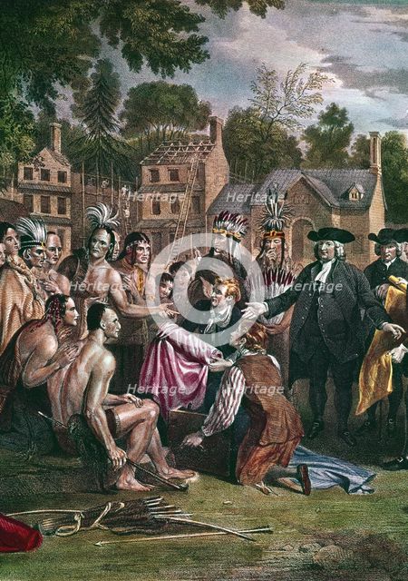William Penn, English Quaker colonist, treating with Native North Americans, 1682 (1771-1772). Artist: Benjamin West