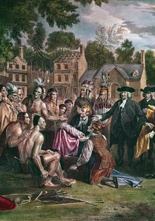 William Penn, English Quaker colonist, treating with Native North Americans, 1682 (1771-1772). Artist: Benjamin West