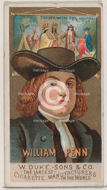 William Penn, from the series Great Americans (N76) for Duke brand cigarettes, 1888., 1888. Creator: Unknown.