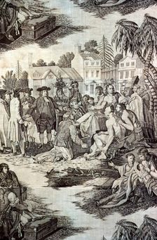 William Penn's Treaty with the Indians (Furnishing Fabric), England, c. 1785. Creator: Unknown
