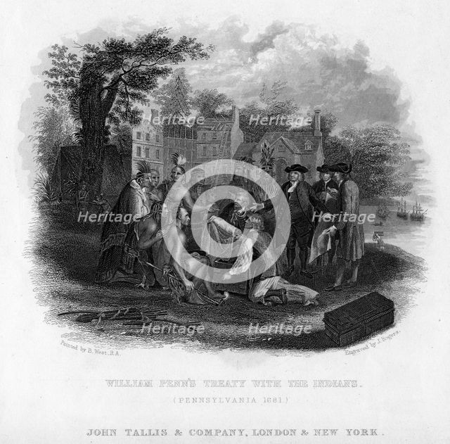 William Penn's Treaty with the Indians, Pennsylvania, 1681.Artist: J Rogers