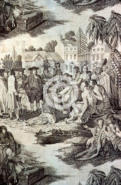 William Penn's Treaty with the Indians (Furnishing Fabric), England, c. 1785. Creator: Unknown.