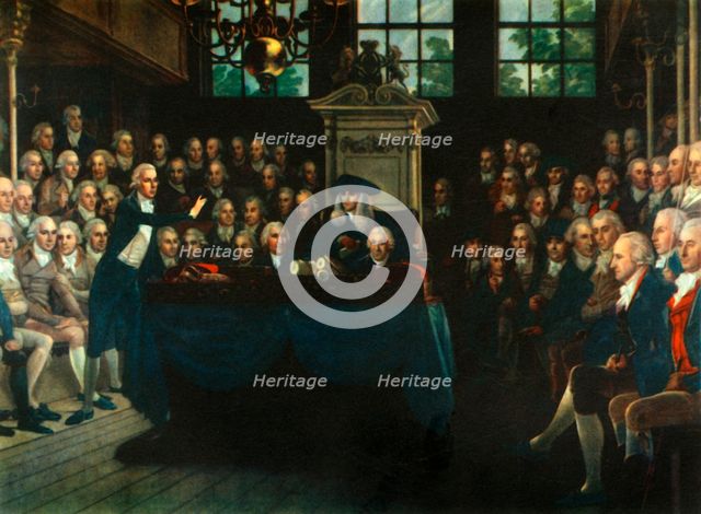'William Pitt, the Younger, Addressing the Commons', 1793, (1947).  Creator: Anton Hickel.