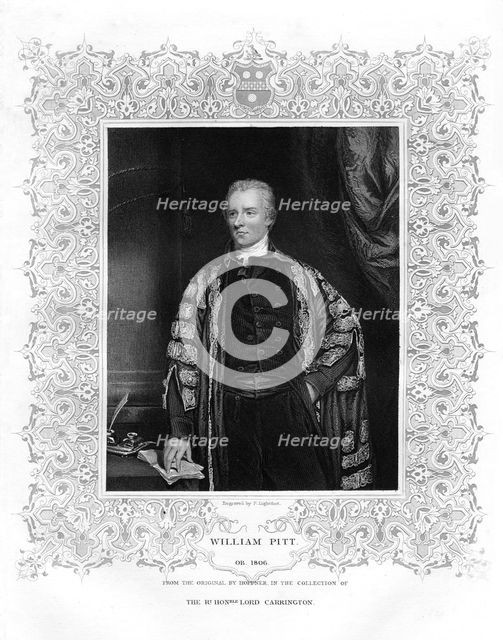 William Pitt, the Younger, British politician and Prime Minister, 19th century. Artist: P Lightfoot