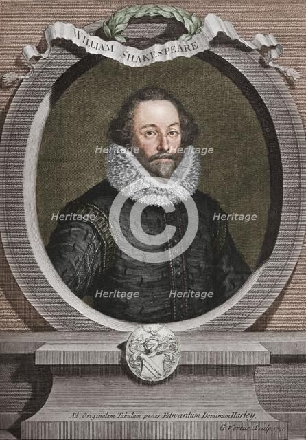 William Shakespeare (1564-1616), English poet and playwright, 1721, (1913). Artist: George Vertue.