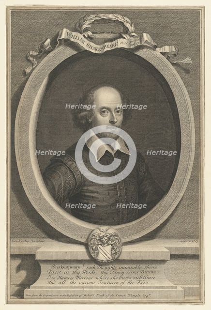 William Shakespeare, 1719. Creator: George Vertue.