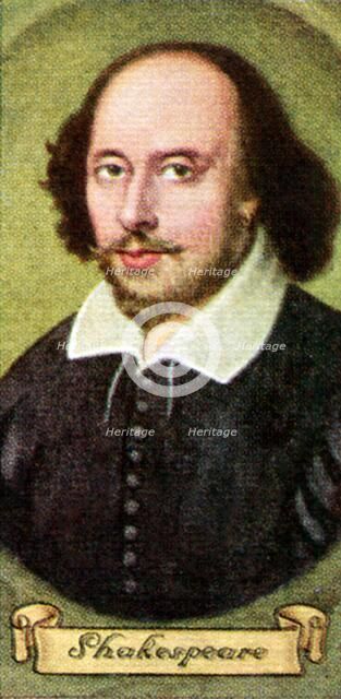 William Shakespeare, taken from a series of cigarette cards, 1935. Artist: Unknown