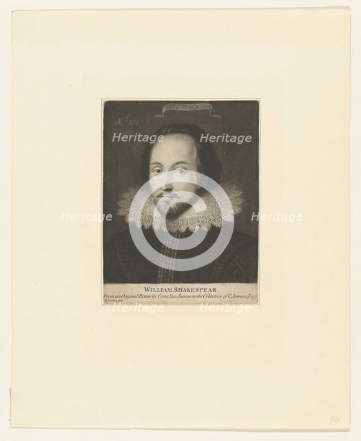 William Shakespeare (formerly known as), ca. 1770. Creator: Richard Earlom.