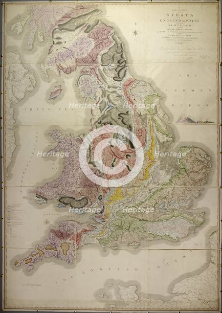 William Smith's geological map of 1815, called A Delineation of the Strata of England and Wales, wit Creator: William Smith.