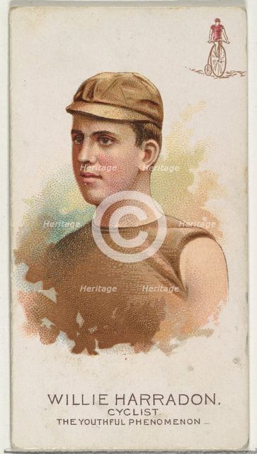 Willie Harradon, Cyclist, The Youthful Phenomenon, from World's Champions, Series 2 (N29) ..., 1888. Creator: Allen & Ginter.