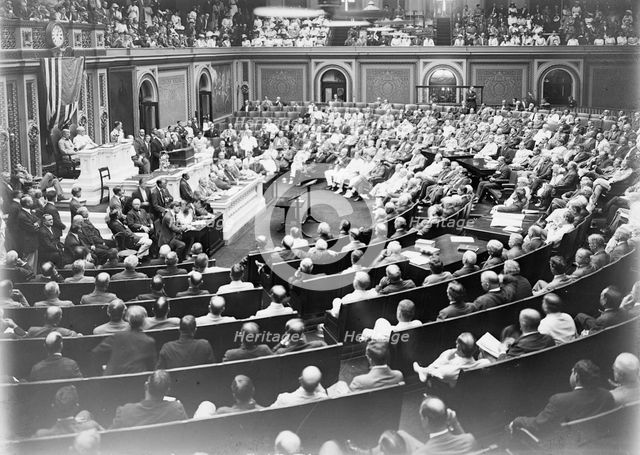 Wilson Delivering Address On Foreign Affairs, 1917. Creator: Harris & Ewing.