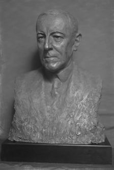 Wilson, Woodrow, President, portrait sculpture by Jo Davidson, 1916. Creators: Arnold Genthe, Jo Davidson