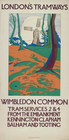 Wimbledon Common London County Council (LCC) Tramways poster, 1923. Artist: GW Widmer