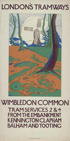Wimbledon Common London County Council (LCC) Tramways poster, 1923. Artist: GW Widmer