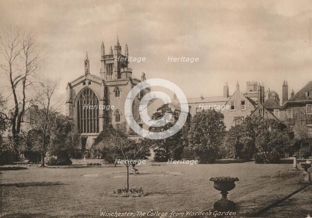 Winchester College from the Warden's Garden, Hampshire, early 20th century(?).  Artist: Unknown.