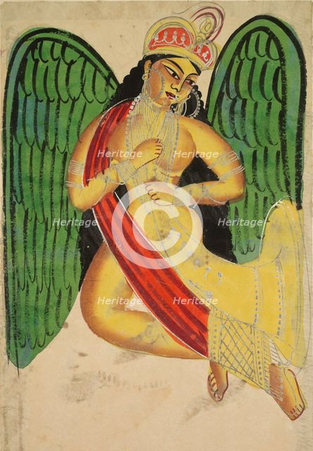 Winged Apsara with a Horn, 1800s. Creator: Unknown.