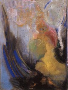 Winged Bust in Profile, c1899. Creator: Redon, Odilon (1840-1916)