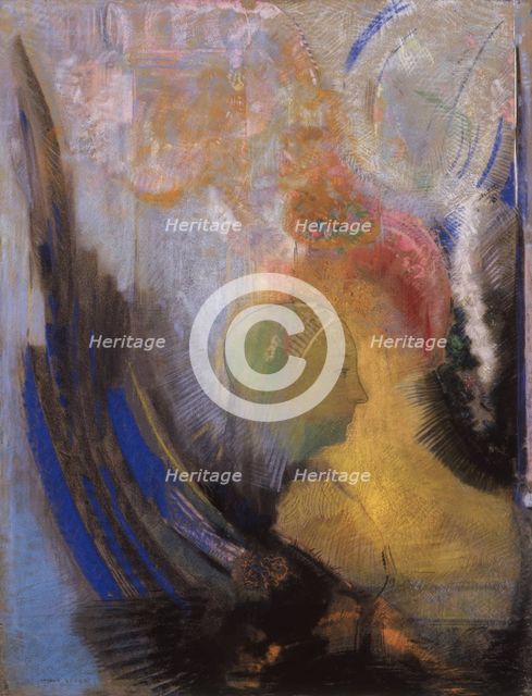 Winged Bust in Profile, c1899. Creator: Redon, Odilon (1840-1916).
