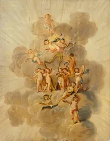 Winged Cherubs with Musical Instruments late 18th or early 19th century. Creator: Julius Caesar Ibbetson
