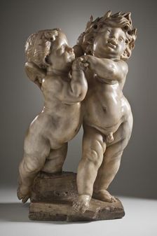 Winged Female Genius Crowning a Putto with a Laurel Wreath (image 1 of 5), 1712. Creator: Paul Heerman