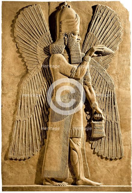 Winged genie. Detail of a relief from the palace of Assyrian king Sargon II, 722-705 BC. Artist: Assyrian Art  
