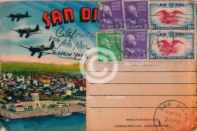 Wings Over San Diego - Showing New Civic Center Building', c1941. Artist: Unknown.