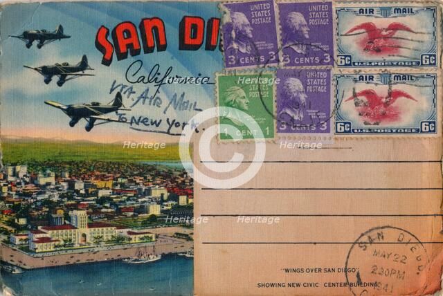 Wings Over San Diego - Showing New Civic Center Building', c1941. Artist: Unknown.