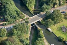 Windmill Bridge, aka Three Bridges, on the Grand Union Canal at Hanwell, London, 2021. Creator: Damian Grady