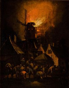 Windmill Fire, between 1654-1664. Creator: Egbert van der Poel