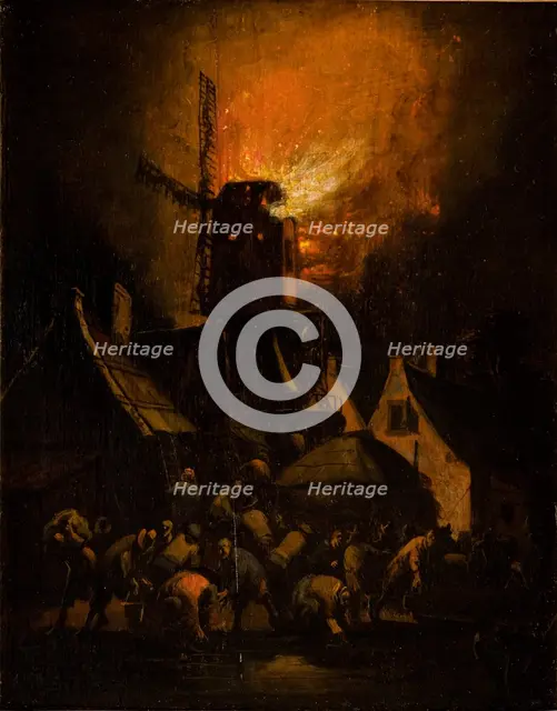 Windmill Fire, between 1654-1664. Creator: Egbert van der Poel.