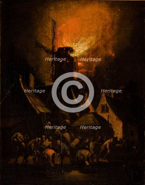Windmill Fire, between 1654-1664. Creator: Egbert van der Poel.